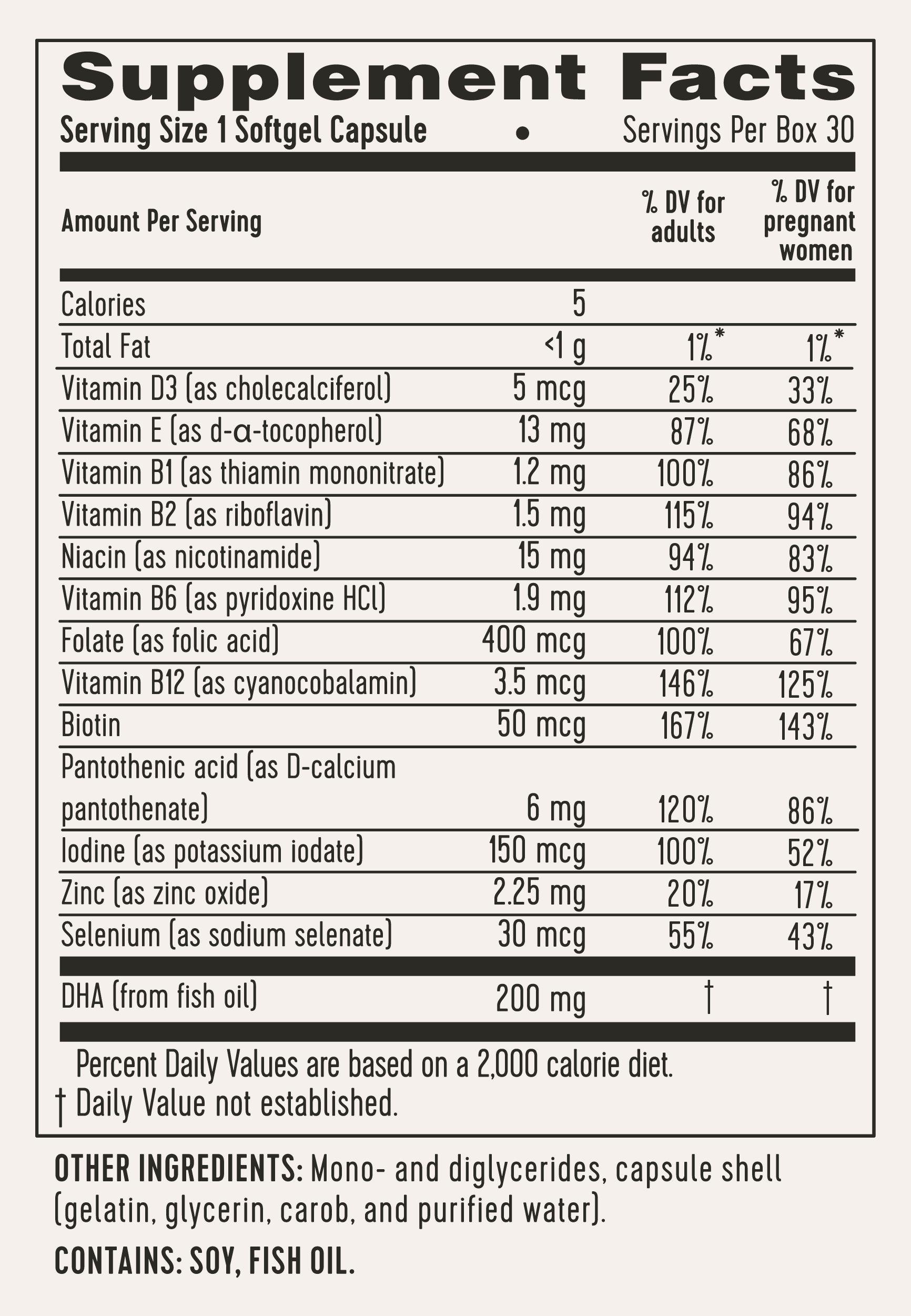Supplement Label
